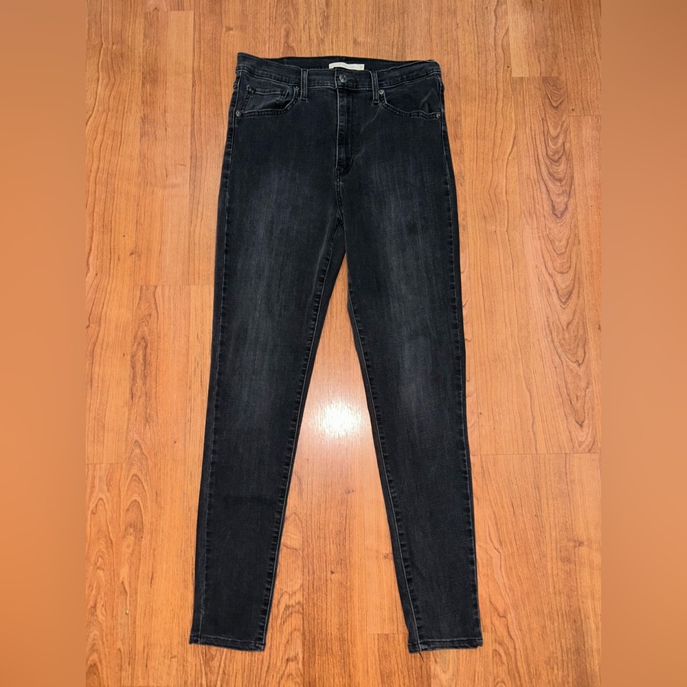 Levi's Womens Size 31 Mile High Super Skinny Leg Black Denim Jeans Medium Wash